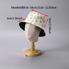 Spring Fisherman Hat Print Happy Face Thin Breathable Small Brim Basin Hat