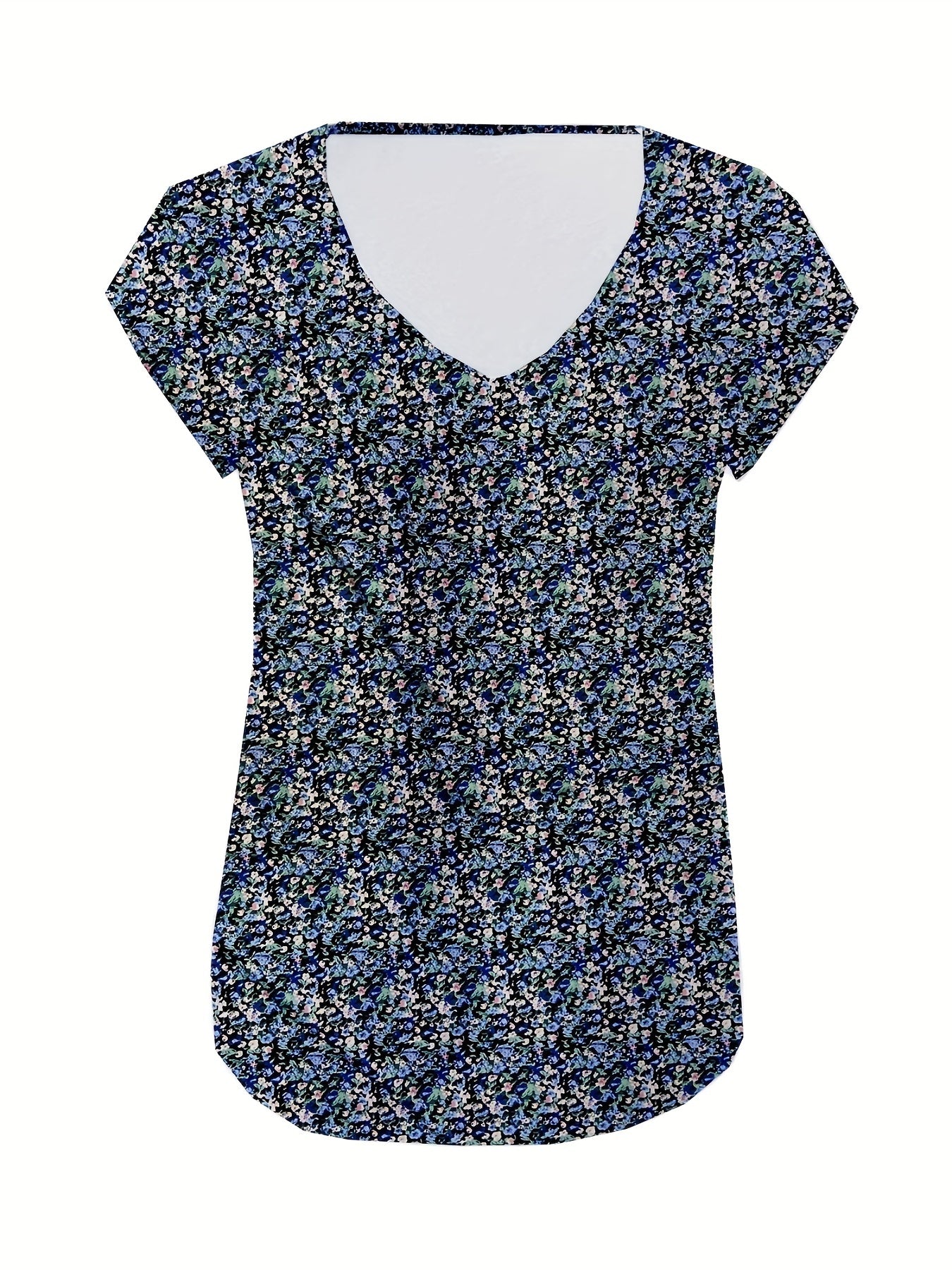Floral Print V-Neck Cap Sleeve Tank Top