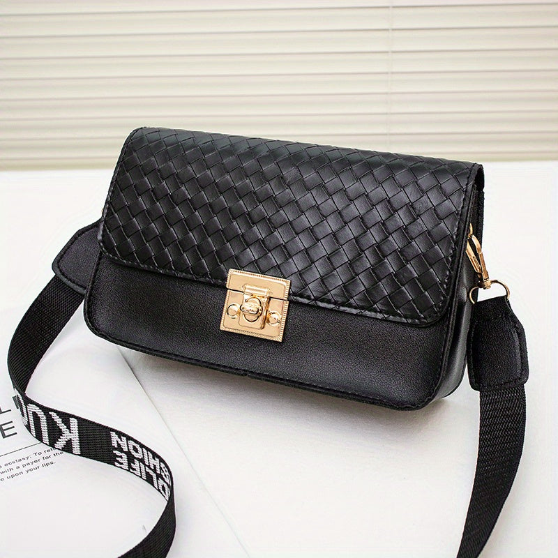 Square Flap Shoulder Bag with Wide Strap for Work