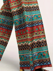 Ethnic Style Plus Size Tribal Print Straight Leg Pants