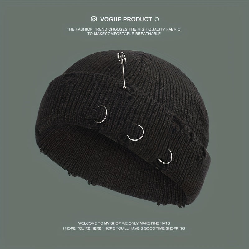 Candy Knit Hat Brooch Unisex Hip Hop Skull Hat
