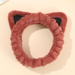 Cat Ear Face Wash Headband Coral Fleece Hairband
