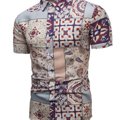 Boho Style Pattern Print Men s Casual Short Sleeve Shirt For Summer