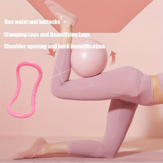 Pilates Mini Exercise Ball and Massage Stretch Ring Set for Workouts