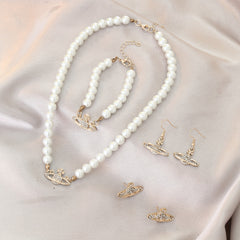 Y2K Faux Pearl Saturn Jewelry Set for Women