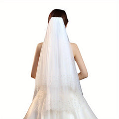 Bridal Veil with Rhinestone Accents and Tulle Classic Wedding Accessory