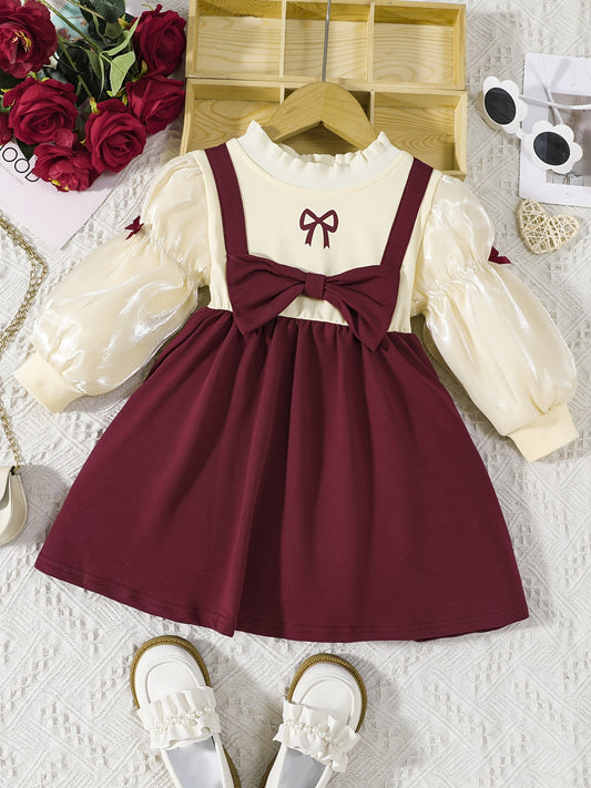Girls' Bowknot Puff Sleeve Princess Dress for Special Occasions