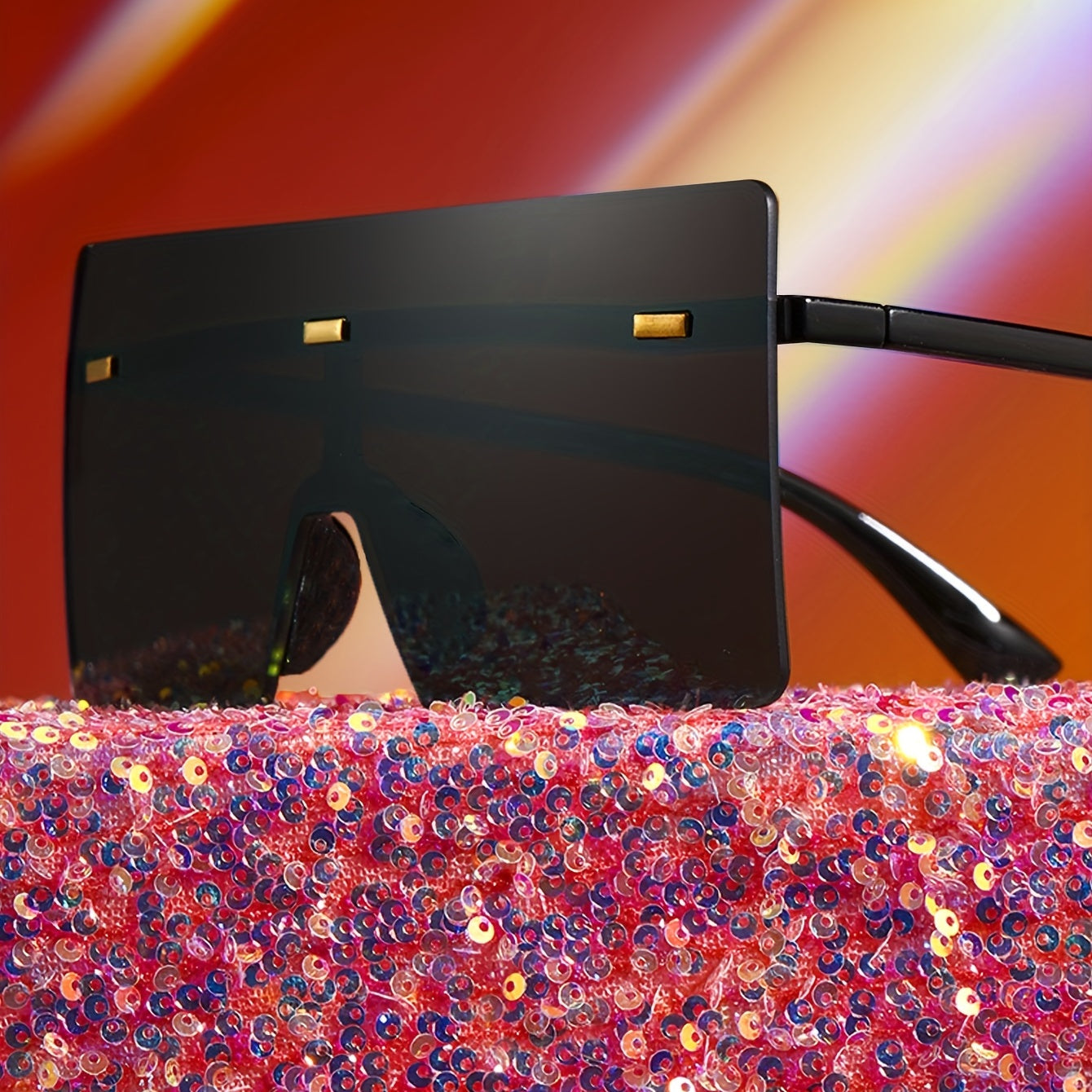 Y2K Oversized Rimless Shield Sunglasses UV400