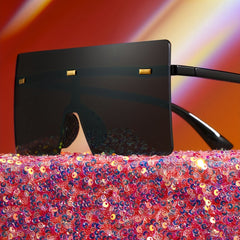 Y2K Oversized Rimless Shield Sunglasses UV400