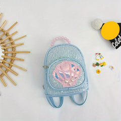 Sequins Backpack for Kids Faux Pearl Handle Bag