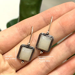 Moonstone Sapphire Drop Earrings Bridal Jewelry
