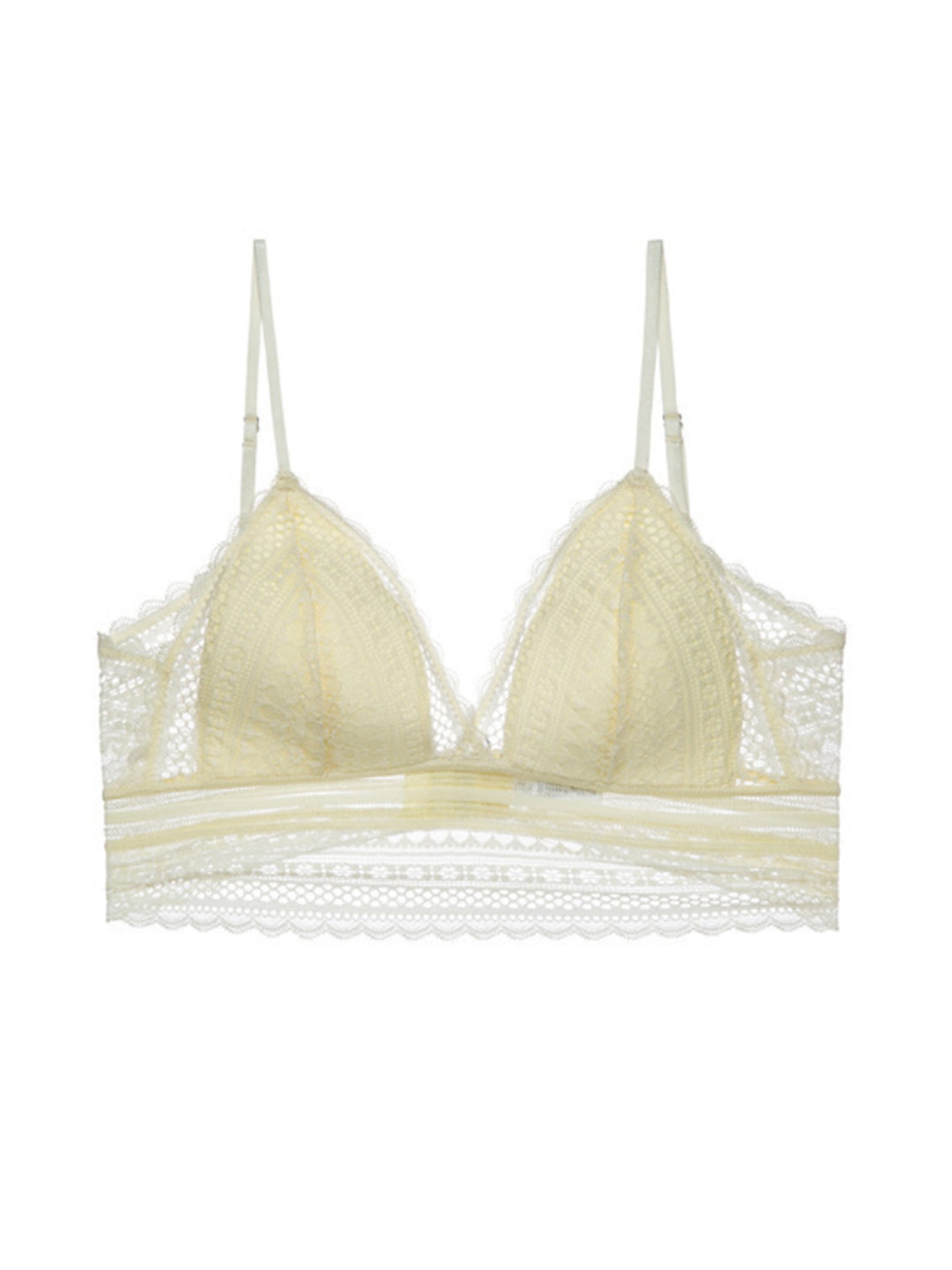 Floral Lace Triangle Bralette Lightweight Wireless Bra