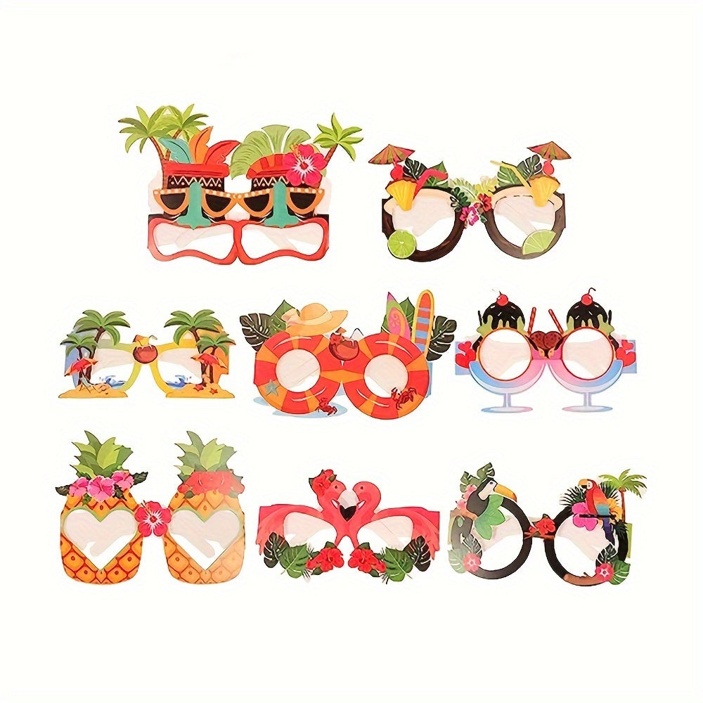 8pcs Luau Party Eyeglasses Bulk Beach Party Paper Glasses Favors Hawaiian Party