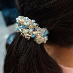 2pcs Crystal Hair Ropes Beaded Hair Rings For Girls