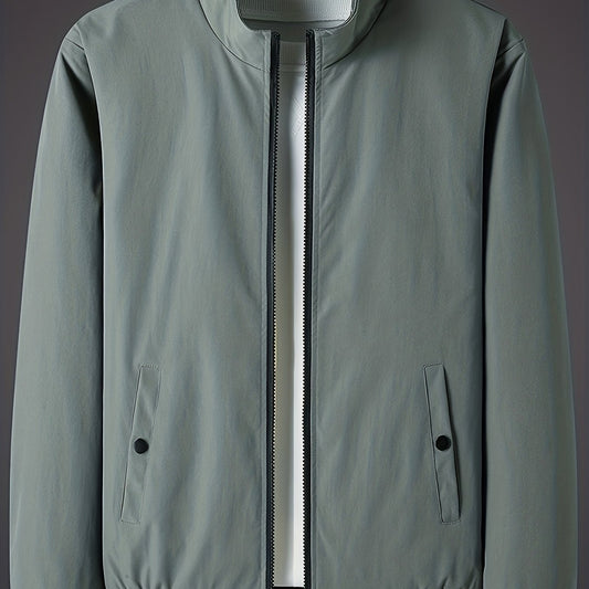 Men's Stylish Windbreaker Jacket with Stand Collar