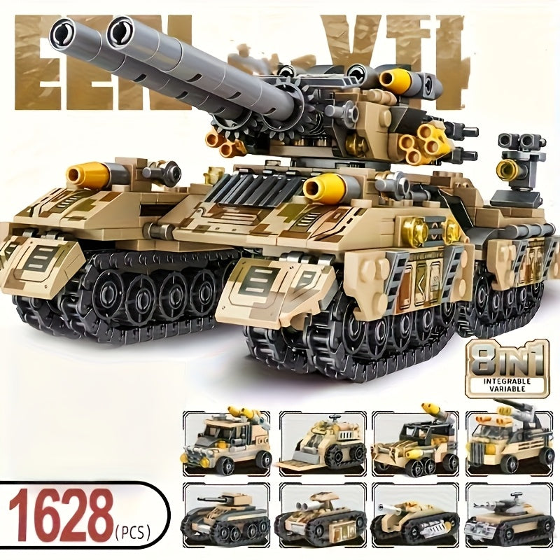 1628pcs Military Tank 8 in 1 Assembly Model High Difficulty Study Room Decor