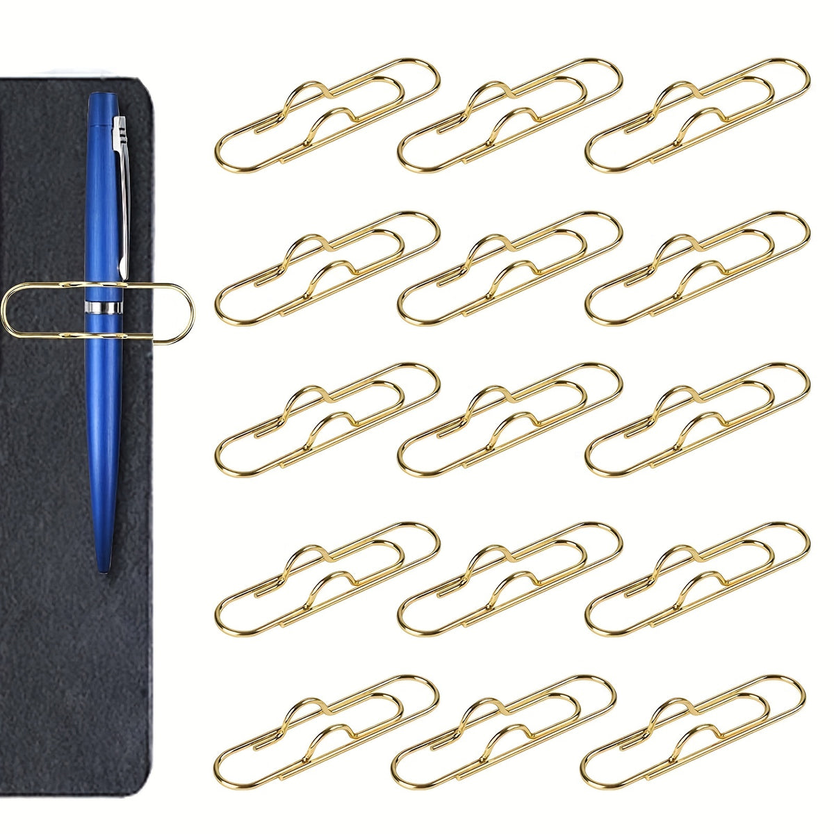 Metal Pen Holder for Notebook, 15 Pack School Stationery Clip Pen Holder