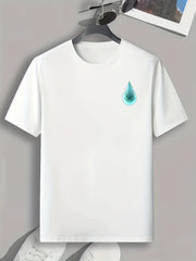 Water Drop Print Men's Comfy T shirt Active Slightly Stretch Breathable Tee