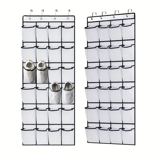 24 Grid Large Transparent Door Shoe Rack with Crystal Pocket, Wardrobe Hangers