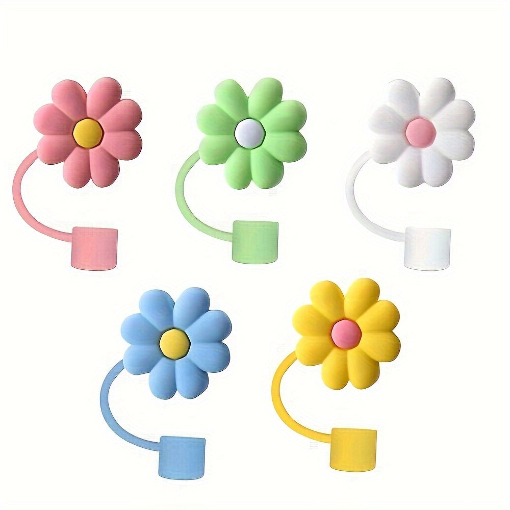 Silicone Straw Lids Cup Accessories, Flower Shaped, 5-10pcs