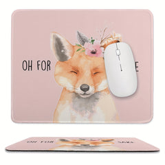 Pink Fox Mouse Pad Non Slip Rubber Base