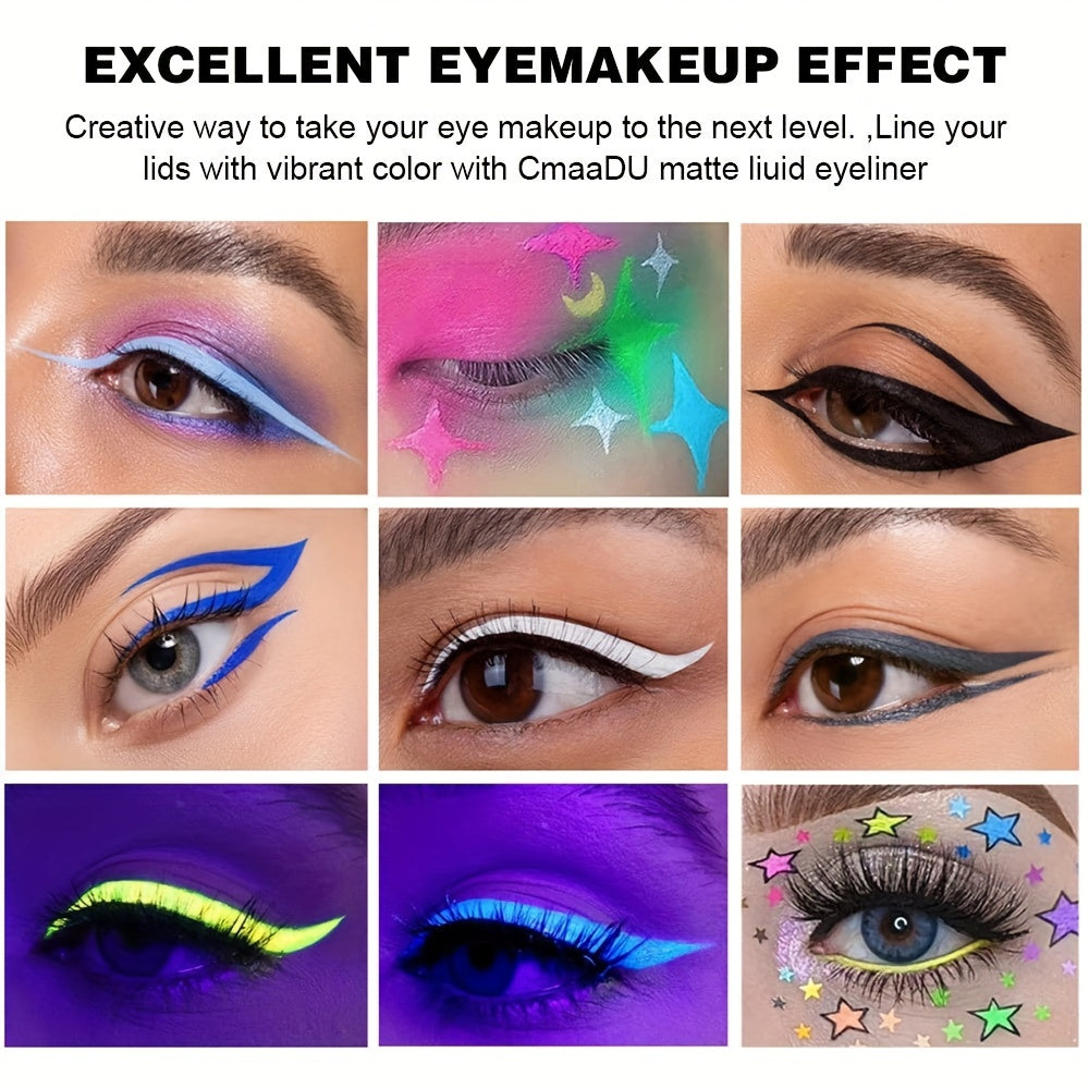 12 Colors Neon Eyeliner Pen Set Waterproof Long Lasting