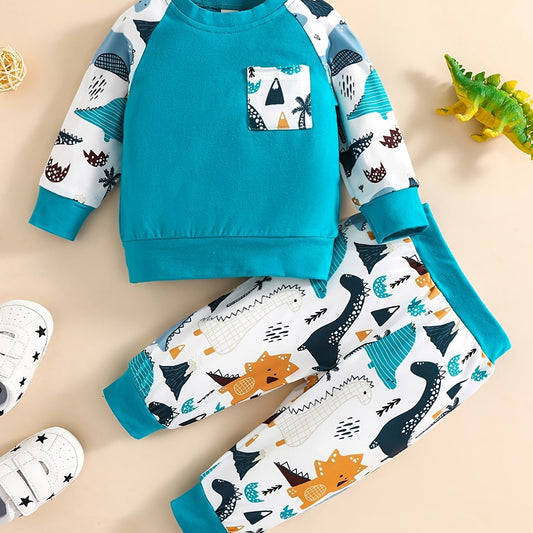 Baby Boys Dino Print Sweatshirt & Pant Set