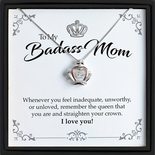 Crown Pendant Necklace Holiday Gift For Mom With Card