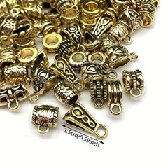 120pcs Antique Silver/Gold Clasps Connector Bail Tube Beads for DIY Jewelry