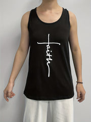Faith Print Twist Back Tank Top