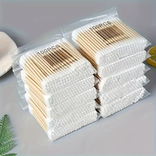 200 400pcs Cotton Swabs Ear Cleaning Disposable Makeup Double-headed Round Head