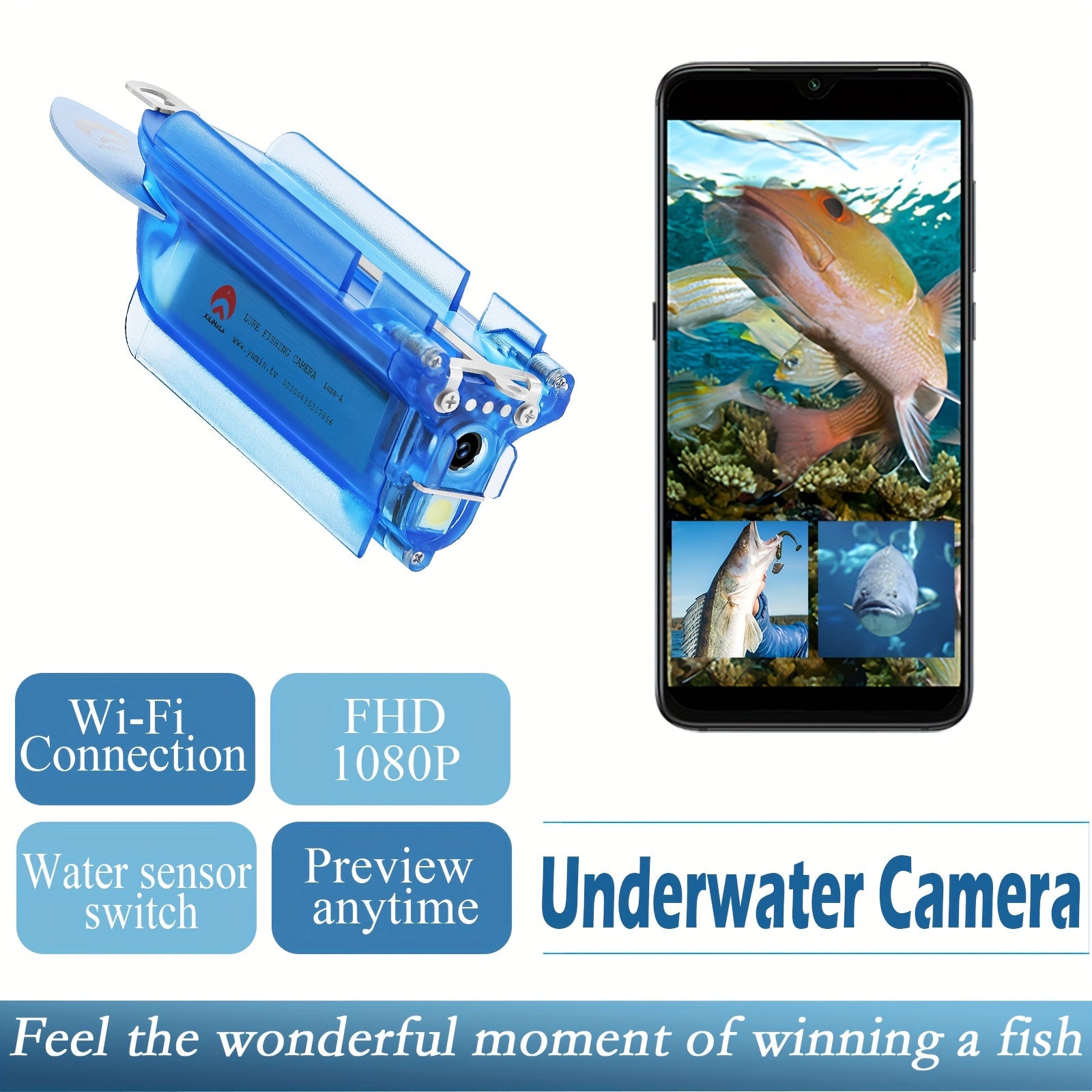 1080P Wi Fi Underwater Fishing Camera 64GB TF Card Rechargeable