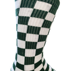 Men's Sweat Absorbent Plaid Sports Socks Dark Green Red