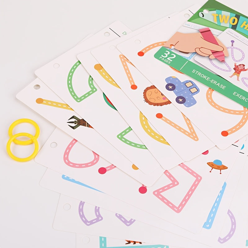 16pcs Stroke Control Practice Cards Dot to Dot Drawing & Tracing Games