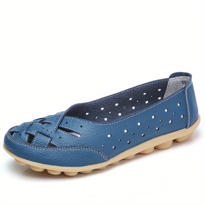 Women's Cross Strap Flat Loafers Hollow Out Slip On Shoes