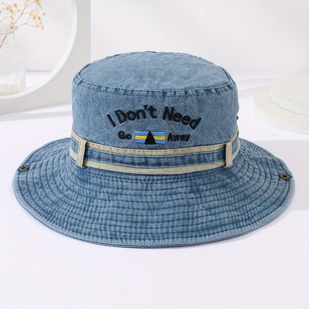 Wide Brim Denim Bucket Hat for Outdoor Sports Unisex