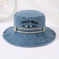 Wide Brim Denim Bucket Hat for Outdoor Sports Unisex