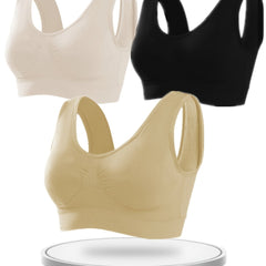 3 Pcs Solid Double Layer Tank Top Bras for Women M 3XL
