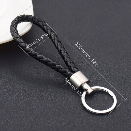 Men's Leather Rope Woven Keychain