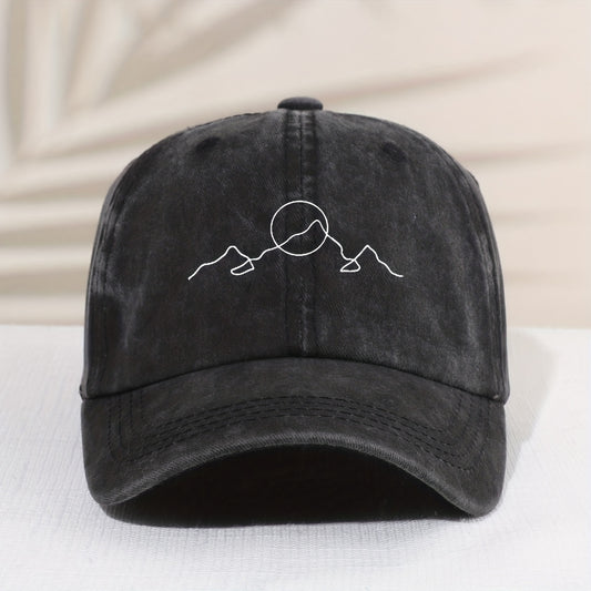 Kids Distressed Vintage Baseball Cap with Mountain Print