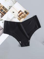 4 Pack Seamless Panties Sporty & Comfy Solid Brief Panties