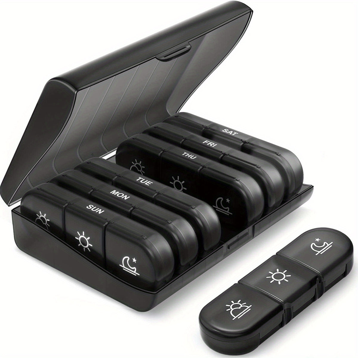 Portable 7-Day Pill Organizer with Light-Proof Containers