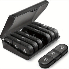 Portable 7-Day Pill Organizer with Light-Proof Containers