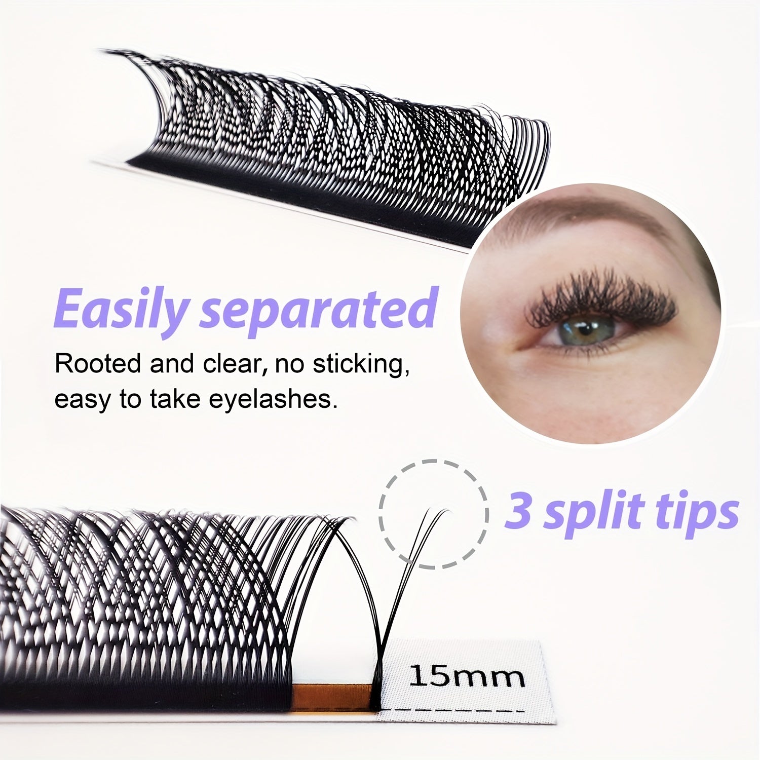 YY Shape 3 Split Tips Lashes 0.07mm C D Curl