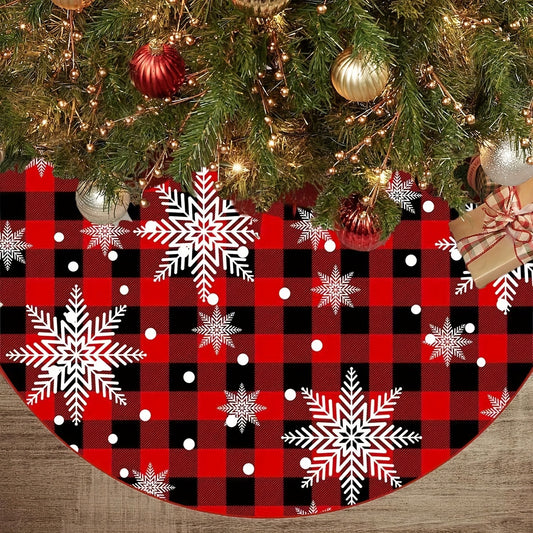 Red Tree Skirt Christmas Decorations Farmhouse Holiday Home Party Decor