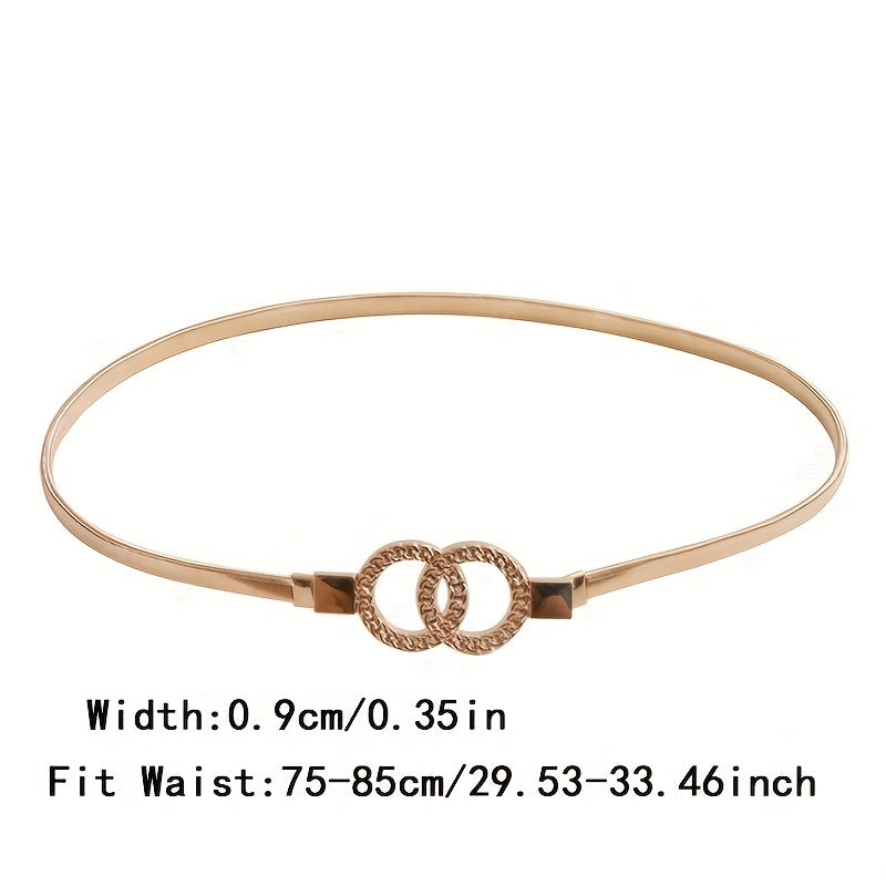 Double Circle Waistband Elastic Hollow Out Chain Belt For Women