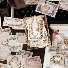 40-Piece Lace Frame Vintage Journal Backing Paper Set - Various Shape