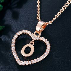 Heart Pendant Name Initial Necklace Zircon Heart Necklace Jewelry