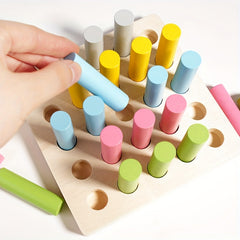Wooden Cylinder Peg Puzzle Educational Toy for Fine Motor Skill Develop