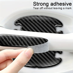 Carbon Fiber Texture Car Door Bowl Protection Stickers Set